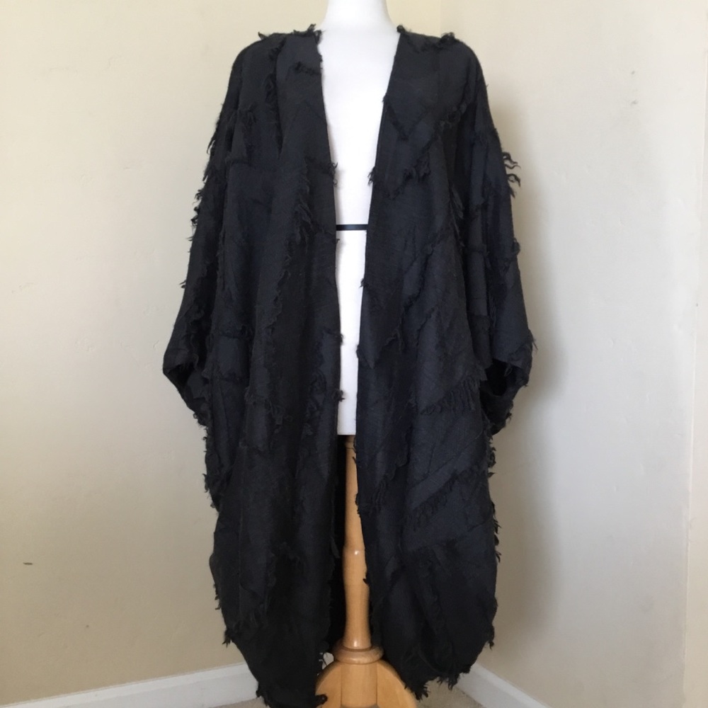 ONA Coat Cape Black Gray Dolman Style Sleeves